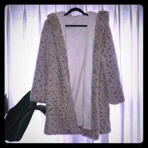 Vintage faux fur coat / reversible rain jacket